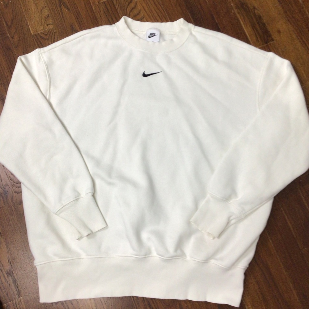 Nike center check white and black crewneck sweatshirt adult medium